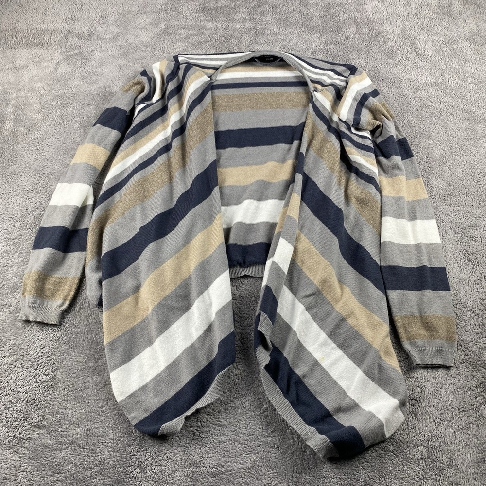 Apostrophe Striped Cardigan Sweater Womens Petite Medium Long Sleeve